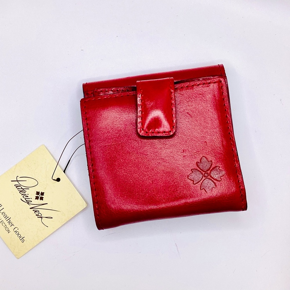 Patricia NashVintage Distress Astra Red Leather Bifold Wallet